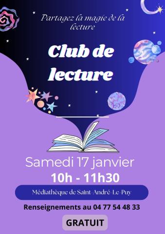 Club de lecture samedi 17 janvier de 10h à 11h30