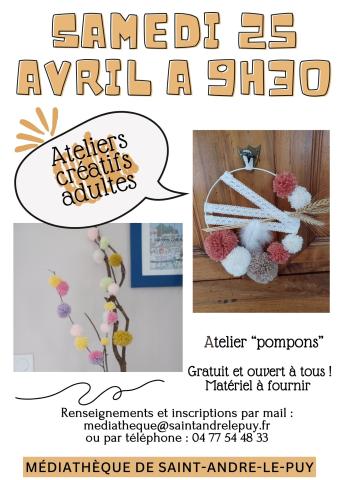 atelier créatif adultes : décoration autour du pompon