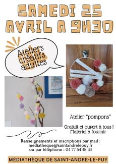 atelier créatif adultes : décoration autour du pompon